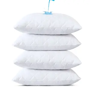 Quilted Waterproof Pillow Protectors – Zippered Pillowcases, Soft Breathable Pillow Encasement Covers, Durable Stretch Fabric – 2 & 4 Pack King (20” x 38”), 2 & 4 Pack Queen (20” x 28”)