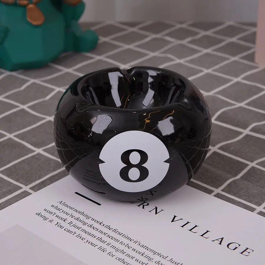 8 Ball Ceramic Ashtray, Billiard Ball Design Ashtray, Decorative Ashtray for Living Room, Bar, Office, Home Decor Gift