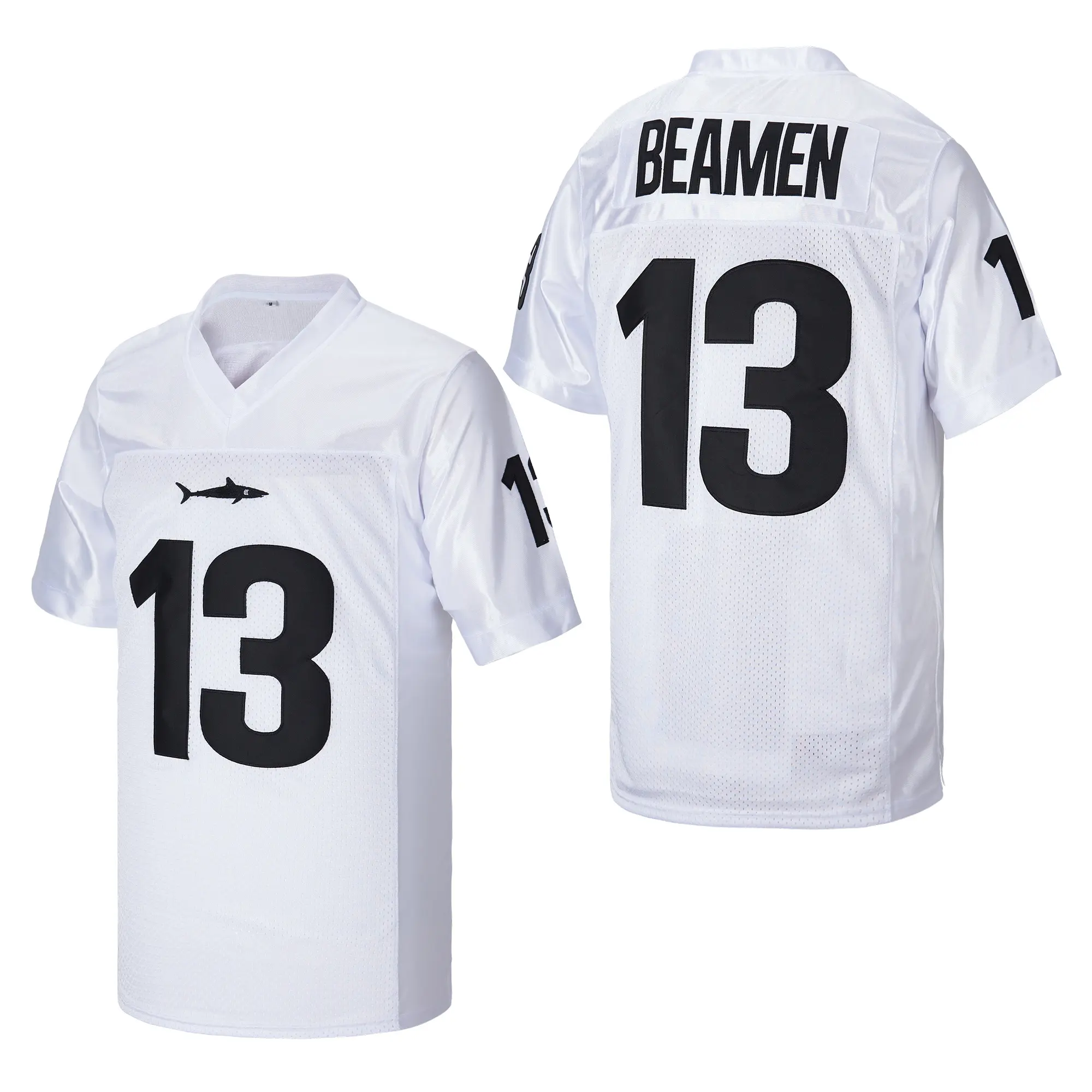 Men's Willie Beamen #13 Football Jersey, Any Given Sunday Movie Sharks Replica, Embroidered V-Neck Short Sleeve Top, Breathable Striped Football Wear, Embroidered Jersey, Athletic Jersey