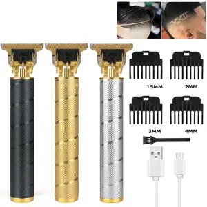Professional Hair Trimmer for Men, Cordless T-Blade Hair Clipper, Beard Trimmer with 4 Guide Combs, USB Rechargeable for Barbershop & Home Use