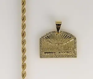 Plated The Last Supper 4mm Rope/Braided Chain Necklace