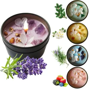 Crystal Petal Soy Wax Scented Candle Single Jar Fragrance Candle Embellished with crystals and petals, suitable for home decoration, a gift scented candle, ideal for lovers, friends, and various holidays decor Kit