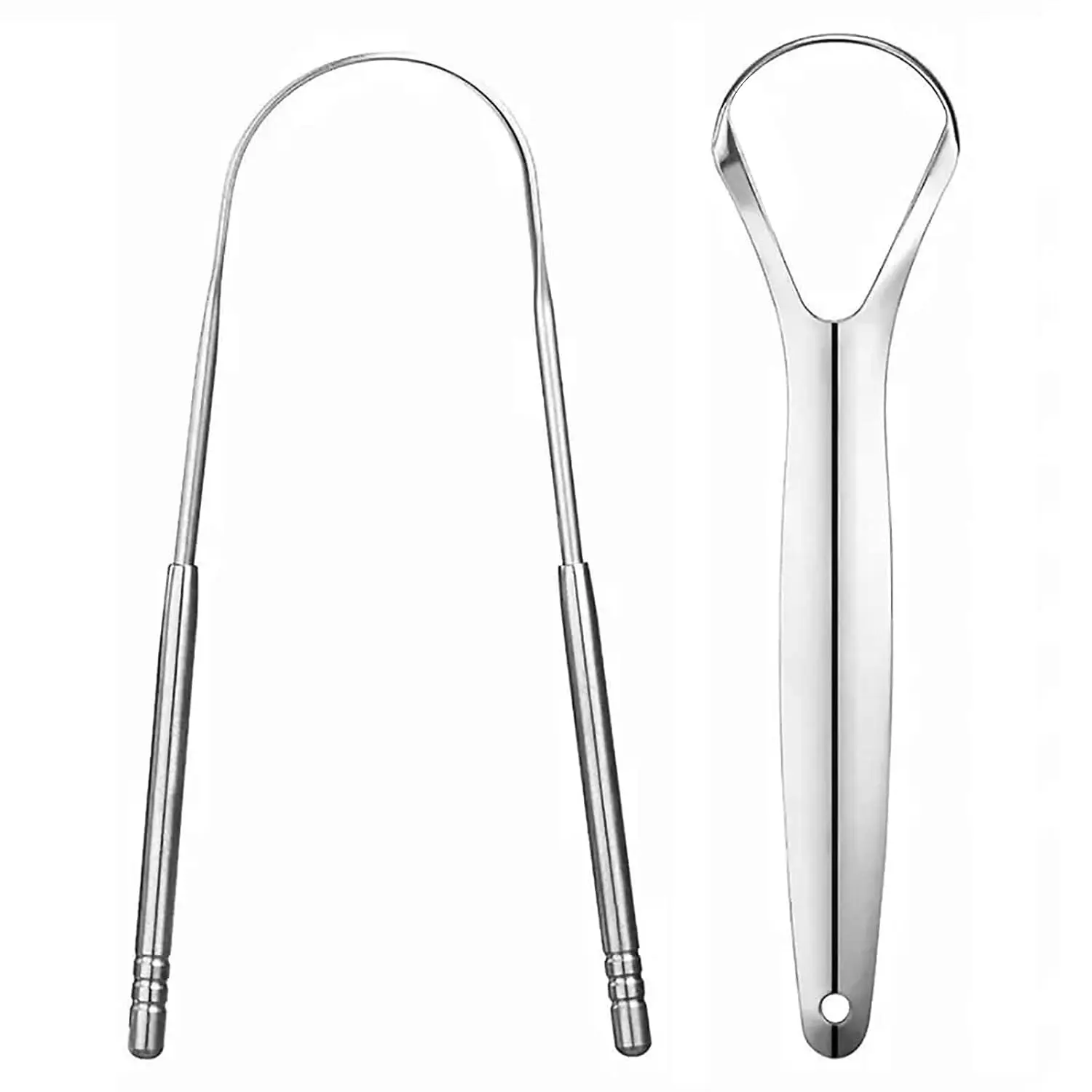 Tongue Scraper (2 Pack), 100% Stainless Steel, Easy to Use Tongue Scraper for Adults, Tongue Cleaner Oral Hygiene Tool Oral Hygiene Tool Mouth Care Plastic