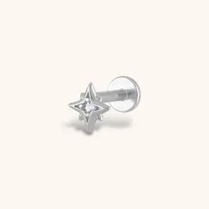 North Star Threaded Flat Back Earring