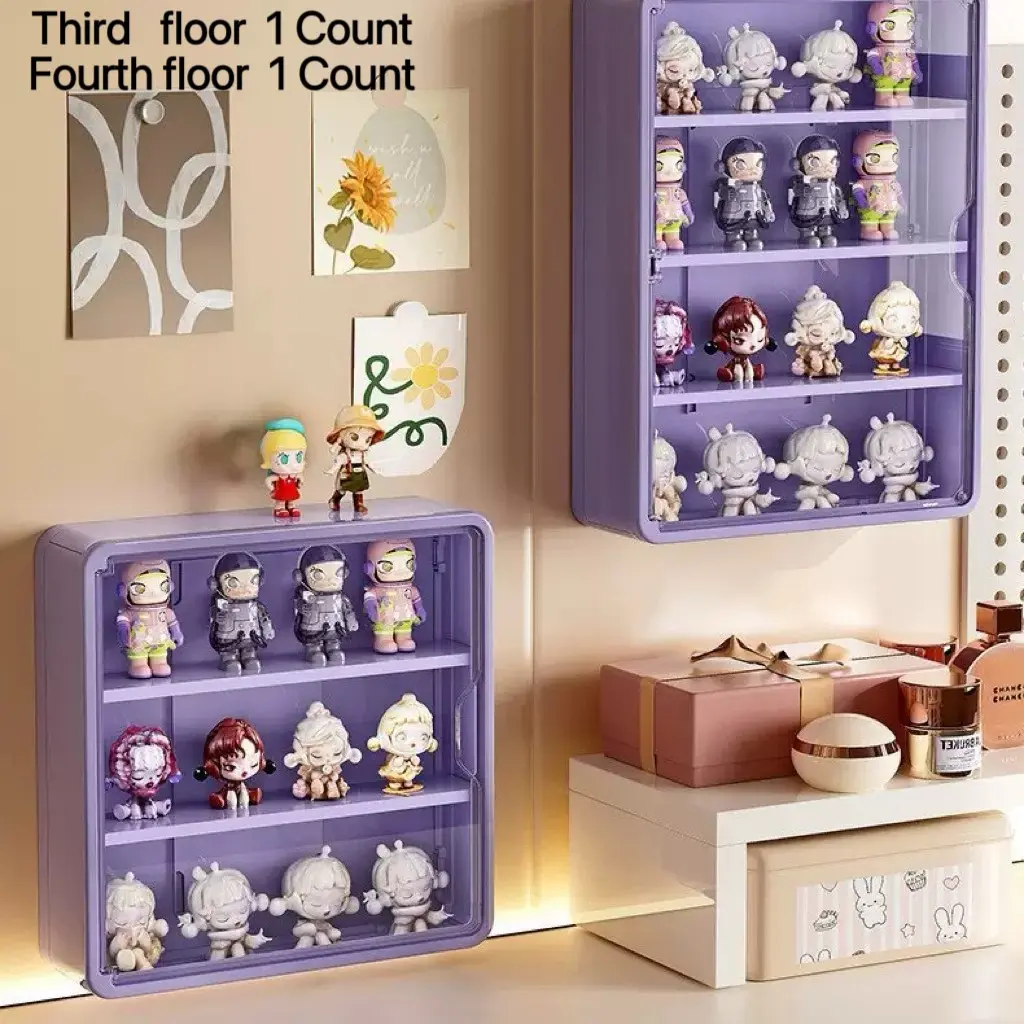 Large wall-mounted display rack, four-layer transparent acrylic storage box, space-saving model display rack, collectible display cabinet, an ideal gift for collectors and fans