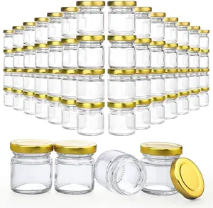 60 Pack Small Glass Jars with Lids, 1.5 oz Mini Honey Jars, Candle Jar for Candle Making for Gifts, Crafts, Spices, Wedding, Party Favors