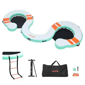 VEVOR Inflatable Floating Dock, 15 x 6 FT Inflatable Dock Platform, Non-Slip Water Air Mat with Portable Carrying Bag and Detachable Ladder, Floating Water Platform Island Raft for Pool Beach Ocean