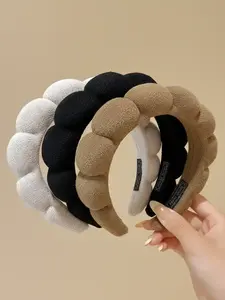 3pcs Plush Hairbands Set, Fashion Multi-Functional Elegant Simple Solid Color Hair Accessories for Daily Use, Soft Headband