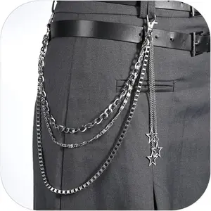 Jean Chain Belt for Men&Women, Pocket Chain Goth Punk Chain Belt Chain Layered Chunky Pants Chain and Vintage Hip Hop Wallet Chain Jewelry Accessory for Women Men
