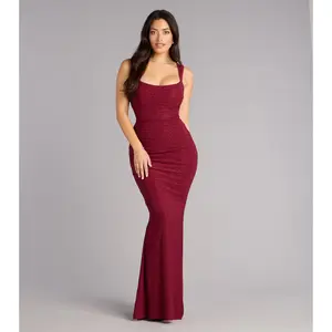 Aileen Glitter Knit Lace-Up Mermaid Dress