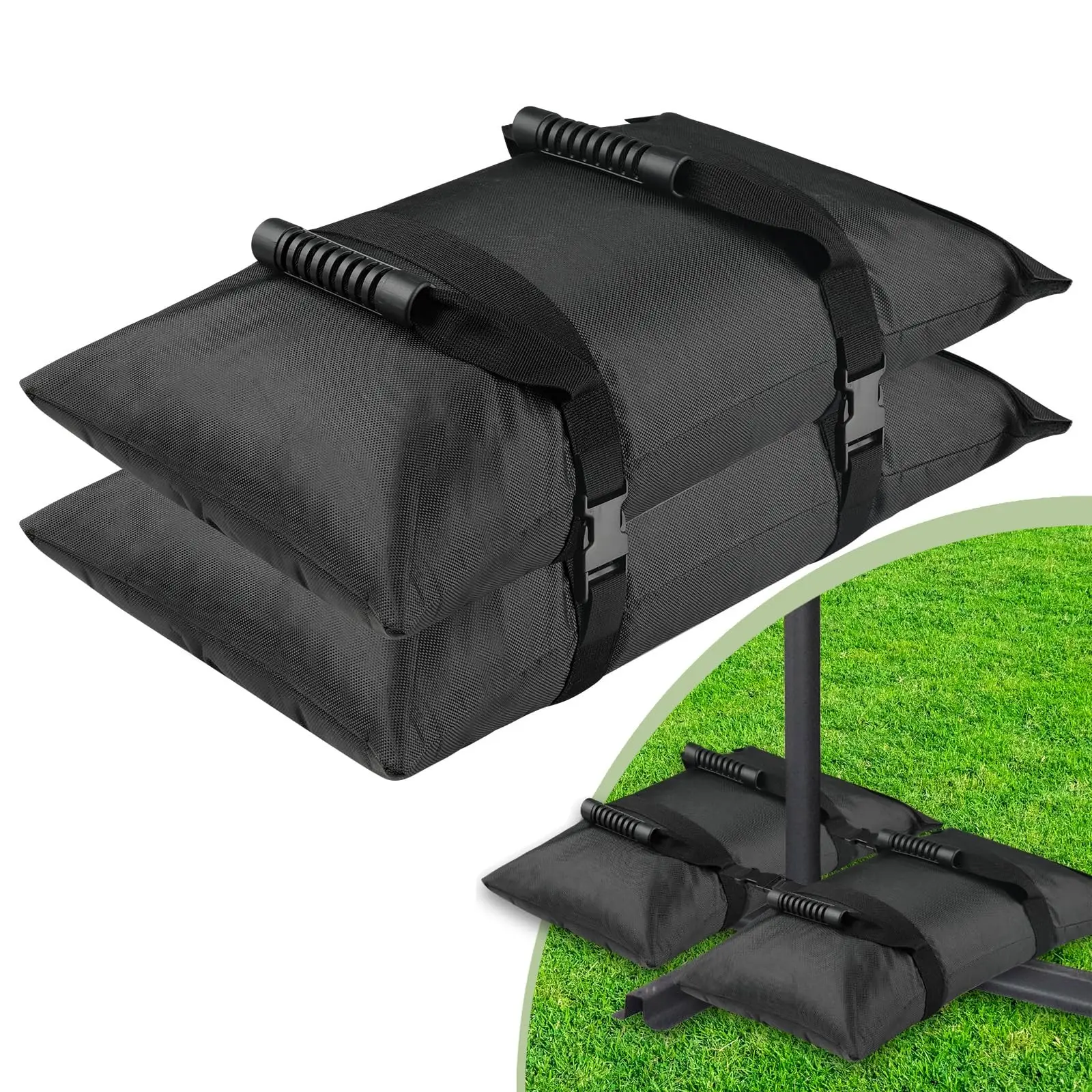 2-Pack Sandbags, Enhance Stability, Heavy Duty Support, Extra Reinforced Handles, Wind-Resistant Base for Outdoor Canopies, Tents, Beach Umbrellas, Foldable Covers