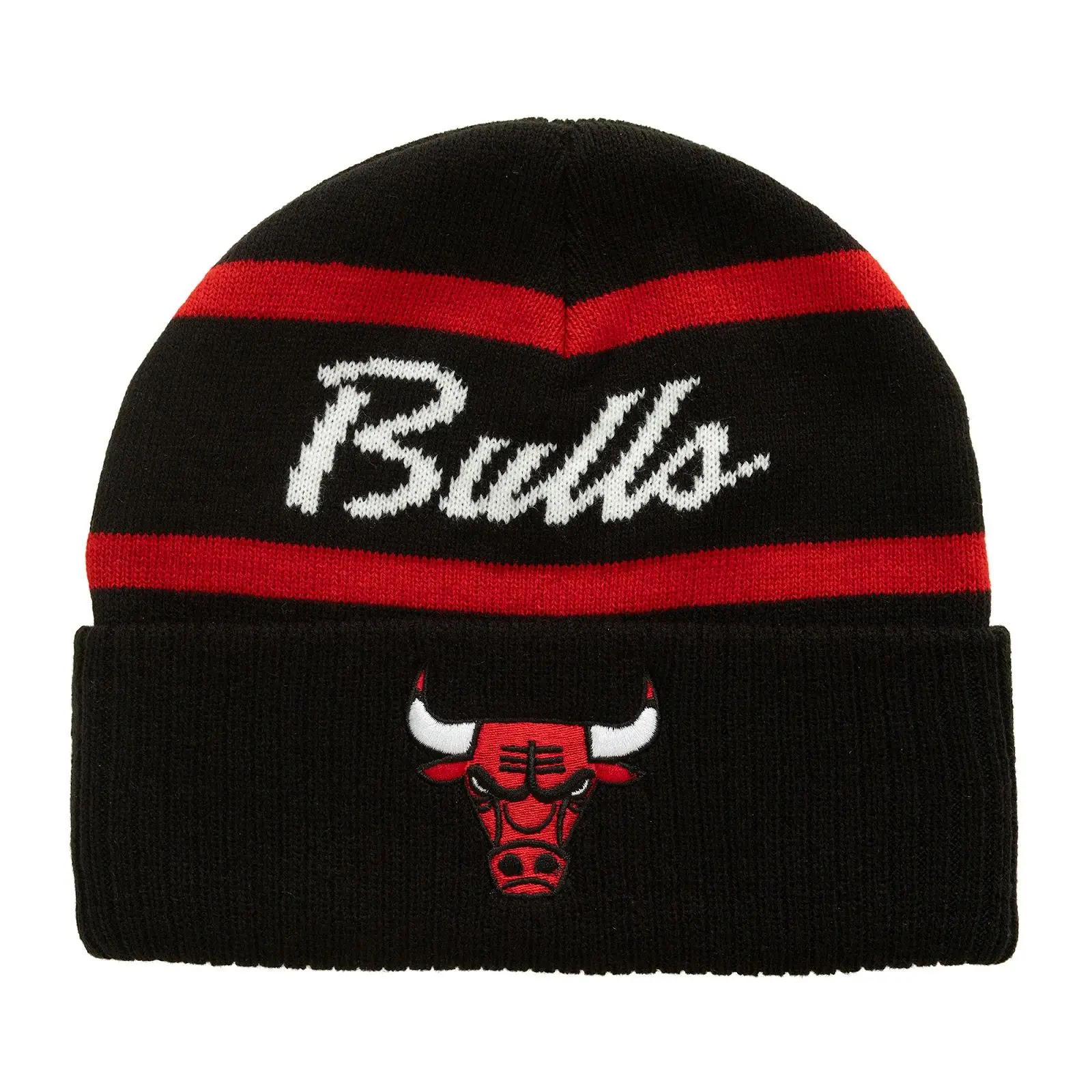 Chicago Bulls Black Head Coach Cuffed Knit Hat NBA Throwback Cap Adjustable Fan Gear Mitchell & Ness