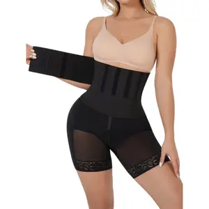 Tummy Control Faja Butt Lifter Body Shaper Thigh Slimmer Shorts with Removable Waist Wrap Shapewear Womenswear Columbian trainer Compression Sexy