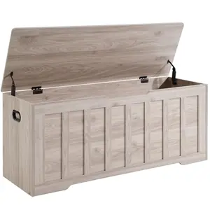 Storage Bench with Safety Gel-Buffered Hinges and Silent Closure, 47.2" Extra Large Blanket Chest for Bedroom Living Room, 150 lbs Capacity