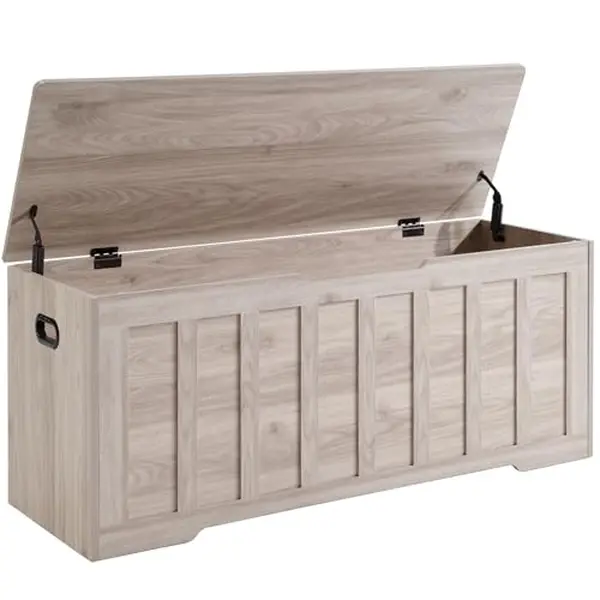 Storage Bench with Safety Gel-Buffered Hinges and Silent Closure, 47.2" Extra Large Blanket Chest for Bedroom Living Room, 150 lbs Capacity