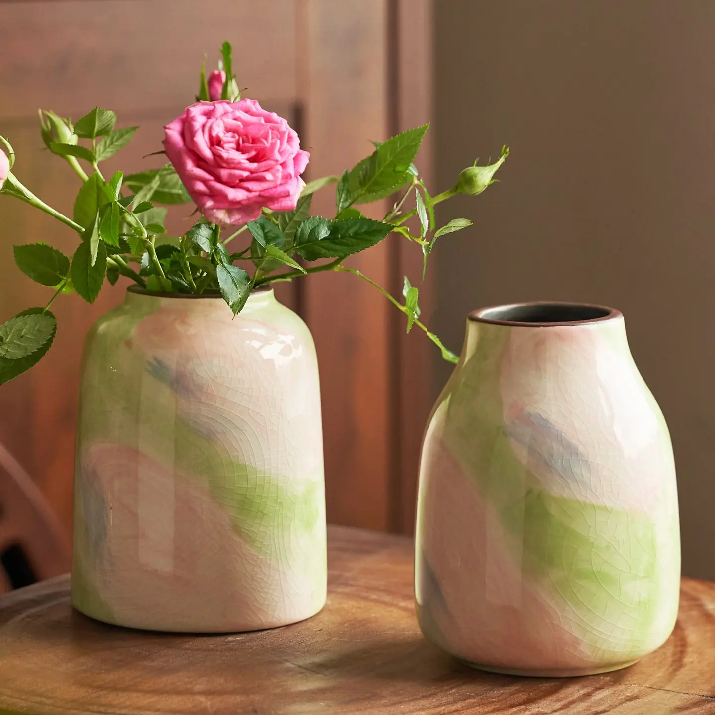 Handmade Colorful Oil Painting Style Ceramic Mini Vase, Vintage Design, Decorative Flower Vase for Living Room, Kitchen, Bedroom, Party Gift