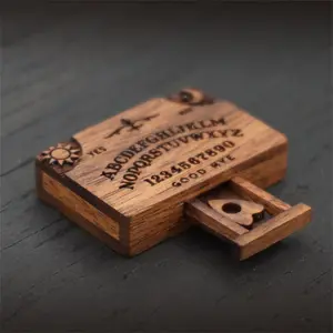 Mini Wooden Spirit Board with Drawer, Retro Decorative Ornament, Creative Desktop Craft