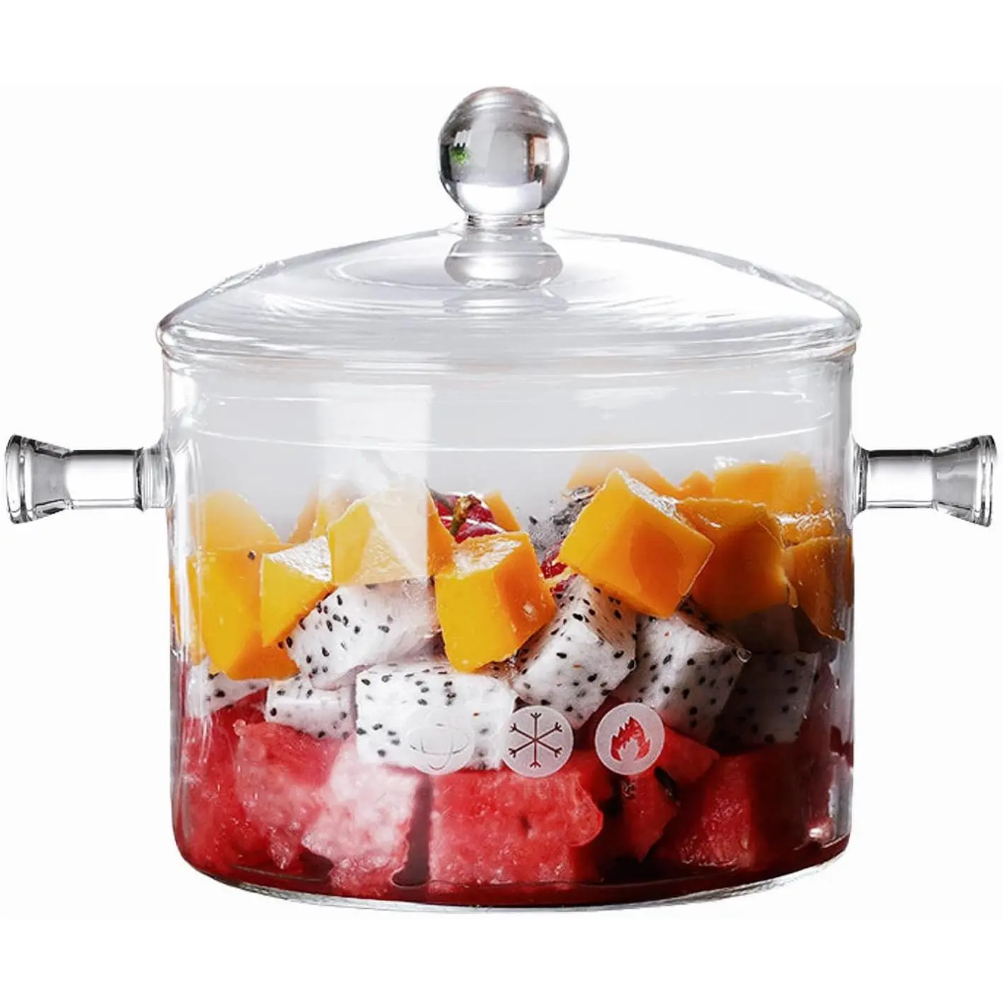 1.7L/57oz Sturdy Borosilicate Glass Cooking Pot with Transparent Ceramic Cover, Kitchen Cookware Stovetop Saucepan for Soup, Pasta, Kitchen Pots, Set