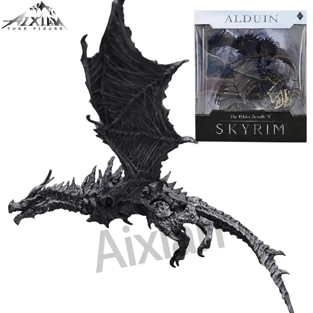 Deluxe Alduin Dragon Action Figure Box Set, 25cm PVC Collectible Model from The Elder Scrolls V Skyrim for Collectors, Action Figure Model, Collectible Action Figure