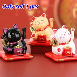 Solar Powered Mini Fortune Cat Car Ornament, Car Decorations Interior, Dashboard Decor, Office Decoration, Home Decor, Halloween, Christmas, Birthday Gift