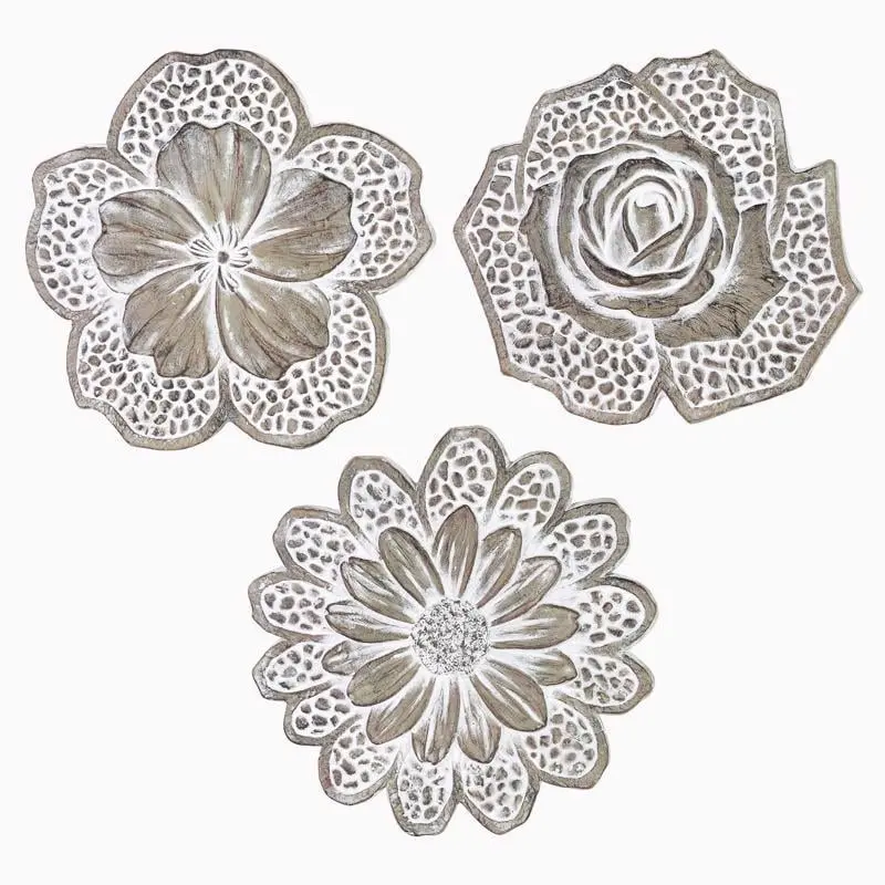 Exhart 8108156 0.8 in. Cream & Gray Cement Flower Stepping Stone - Pack of 6