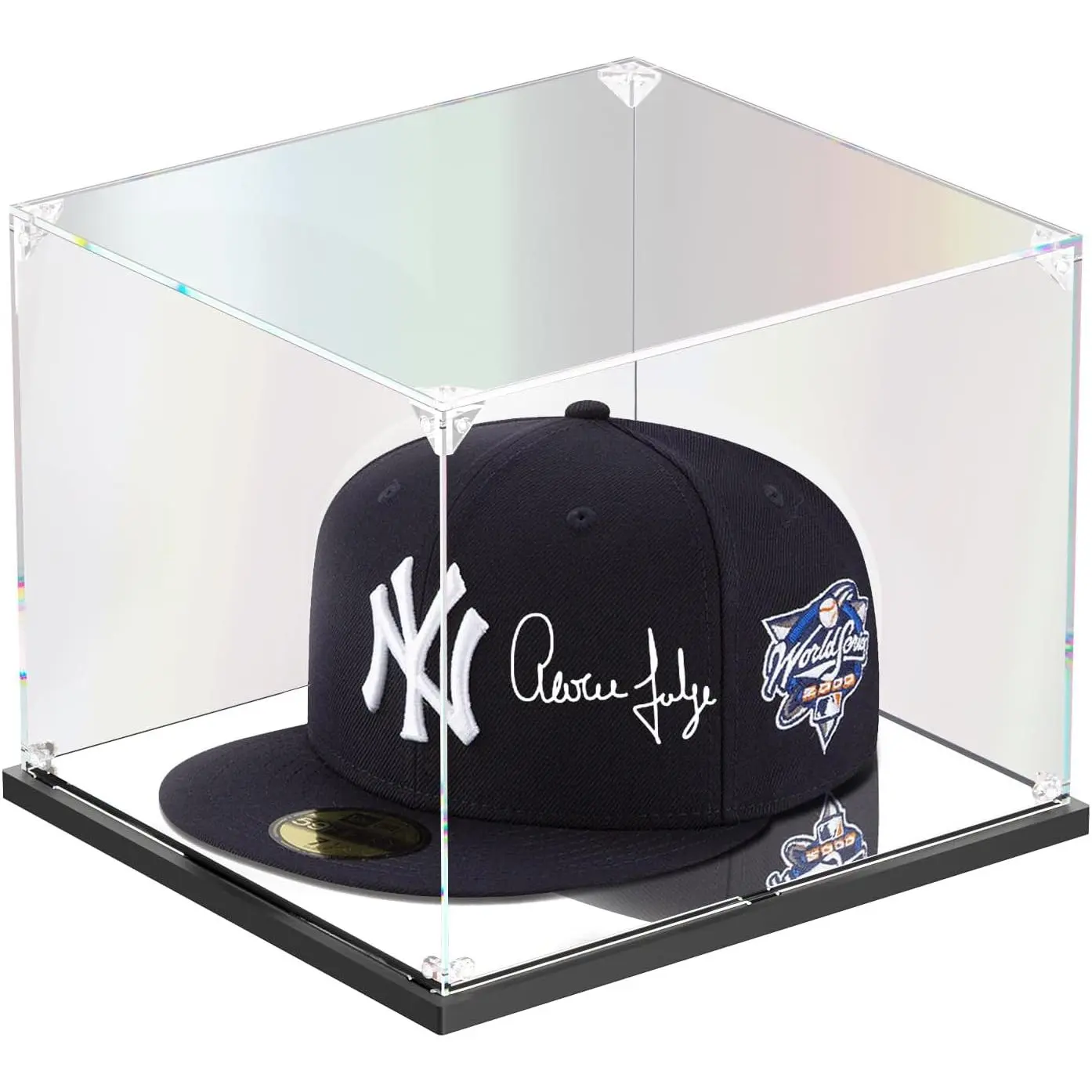 Acrylic Organizer Hat Display Case - Transparent Holder Box with Mirror Base, Cap Storage for Collectible Show (8.7x7.9x7.1in, 22x20x18cm) - Home Supplies Gift Idea