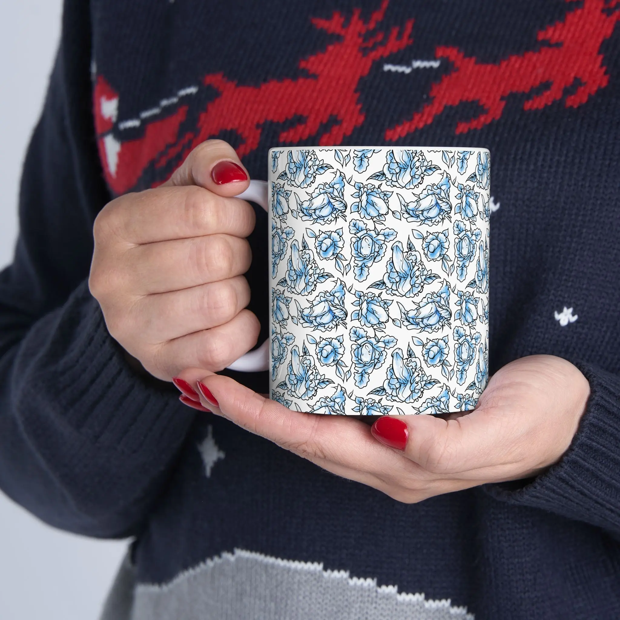 Hidden Floral Penis Ceramic Mug, Penis Art Cup, NSFW Coffee Mug, Cock Penis Drawing, Bachelorette Party Penis Gift, Weird Stuff, Fashionable Gifts Classic Drink