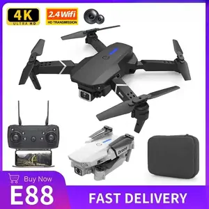 E88 Pro WIFI FPV Drone Wide Angle HD 4K 1080P Camera Height Hold RC Foldable Quadcopter Dron Helicopter Toys Gift Charging Automatic Blades Cable
