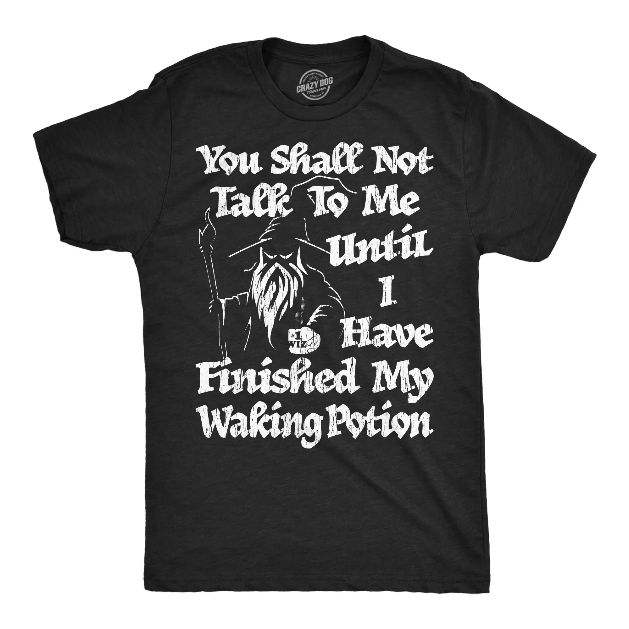 Mens Funny T Shirts You Shall Not Talk to Me Until I Have Finished My Waking Potion Sarcastic Wizard Tee for Men Mens Funny T Shirts Cool Vintage Fashion T-Shirt Gift Classic Menswear Sarcastic Apparel for Men Black -