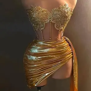 Formal Royal Gem Corset Skirt Set - Korean and Japanese Elegance - Fashion, Dress Sleeveless Sexy Halter Halter Neck Cute Womenswear Comfortable Piece Summer Simple Style actual rave outfits wedding guest dresses gold dress 2000s prom dress