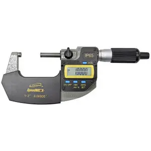 iGaging Quick Action SpeedMic Digital Micrometer, 1-2" Range, 0.00005"/0.001mm, Wireless Charging, Micro USB Data Output Port, IP65 Protective Rating against Dust & Fluid