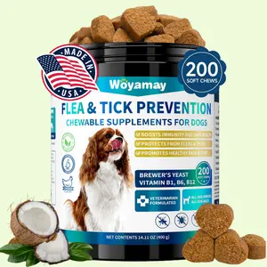 Flea & Tick Prevention Dog Chews 200 Soft Natural Skin Coat Support with Brewer’s Yeast Coconut Oil Fish Oil Vitamins for Shiny Coat Healthy Snacks Grain-Free Made in USA TikTokShopBlackFriday - Supplements summerwins DealsForYouDays