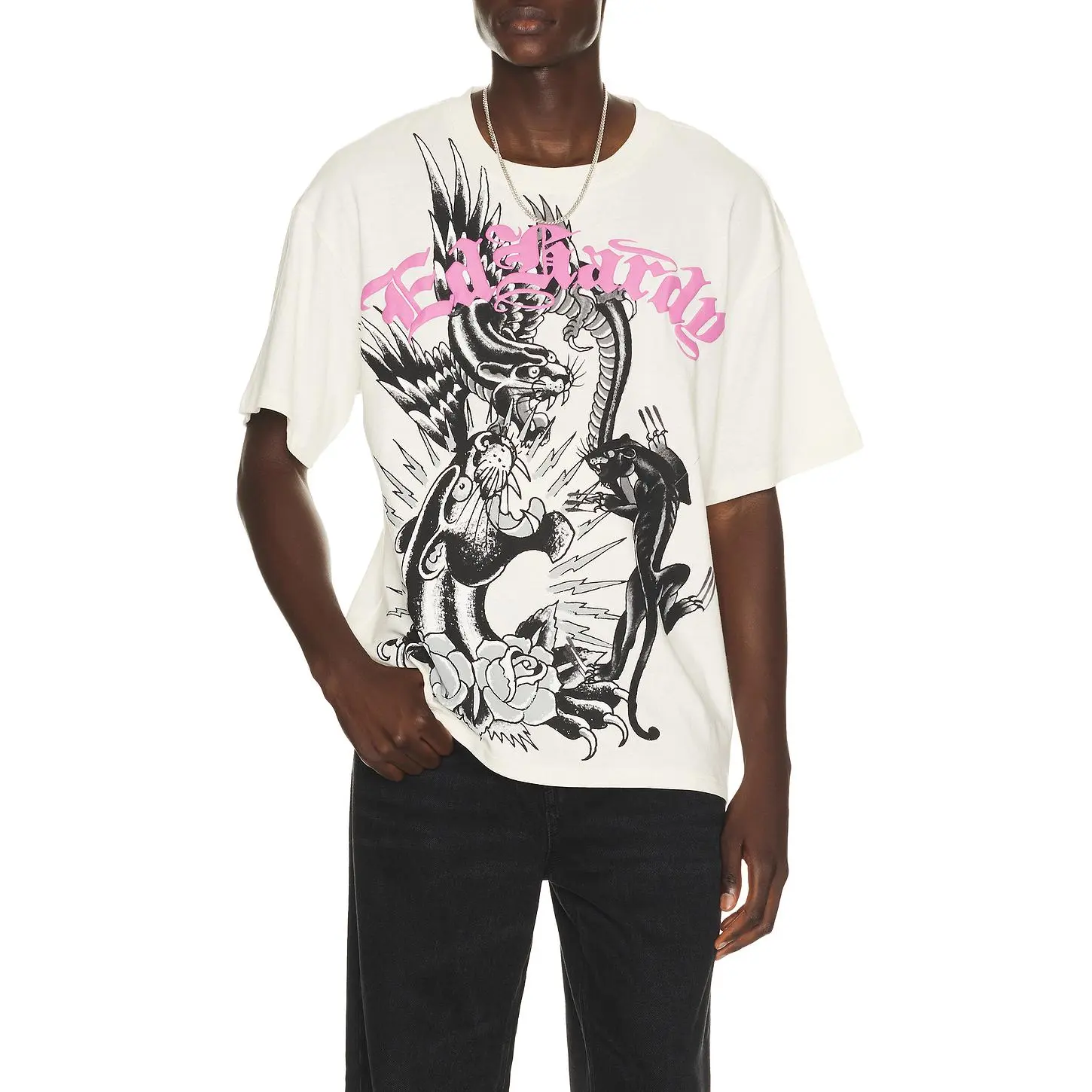 Ed Hardy Panthers Boxy Tee in Ivory