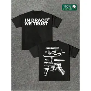 Easter Ideas A High-Quality Men's Street T-Shirt, Which We Trust In Draco, Is Printed On Both Sides Of Firearms, A Must-Have Fashion Item For Inspirational, With Round Neck And Short Sleeves, Cotton Casual, Loose, A Must-Have For Outdoor Sports Gift