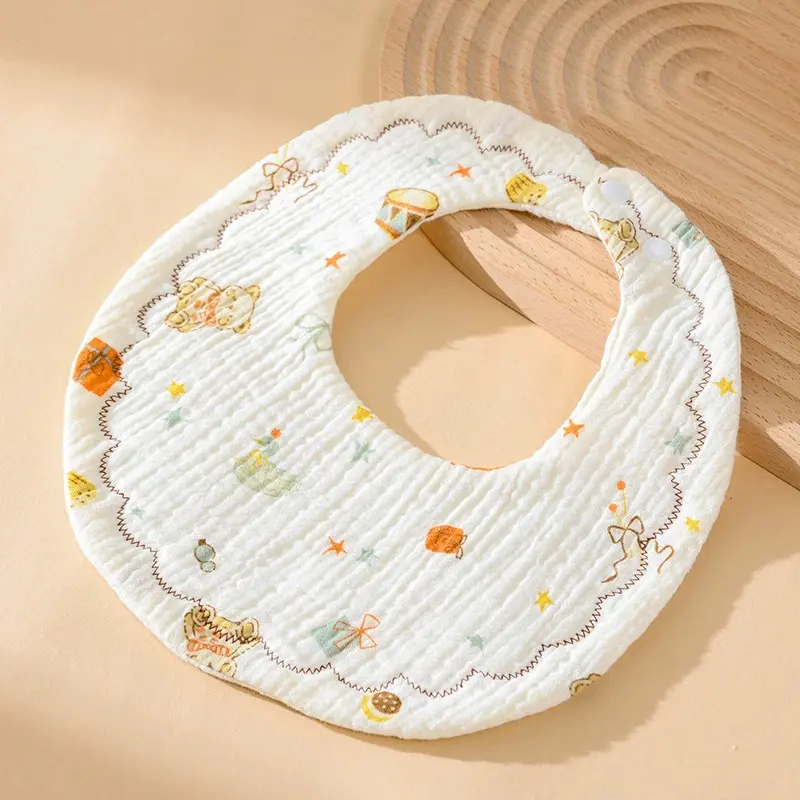 Pwest MAMA Pure Cotton Bib – A-grade Soft Gauze Saliva Towel, Enhanced Front Coverage, Superior Absorbency, Dual-Sided Use, Adjustable Two-Snap Design