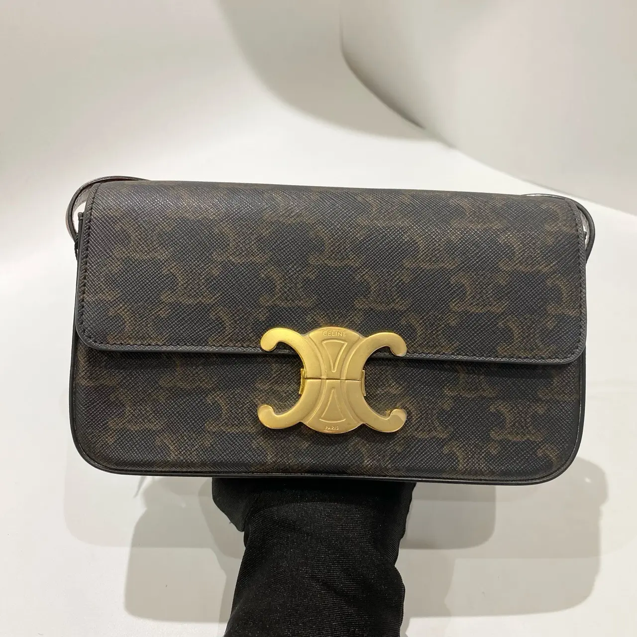Pre-owned Celine Triomphe Canvas Underarm Bag（234525）