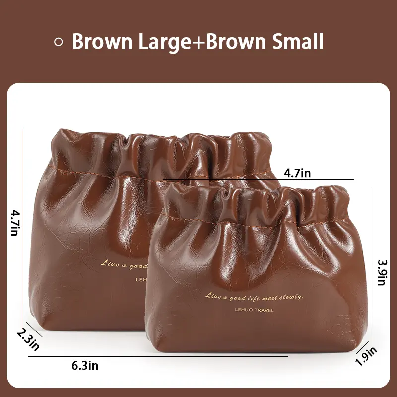 Brown Large+Brown small Oil wax leatner