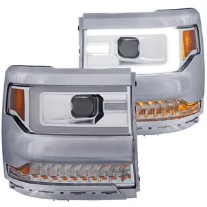 CHEVY SILVERADO 1500 16-18 PROJECTOR PLANK STYLE HEADLIGHTS CHROME (FOR HID, NO HID BULB INCLUDED)