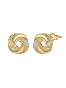 Woven Love Knot Stud Earrings for Women, Wedding Earrings, 18k Gold Plated Hypoallergenic Piercing Stud Earrings, Dainty Jewelry Gift for Women, Knot Earring Studs