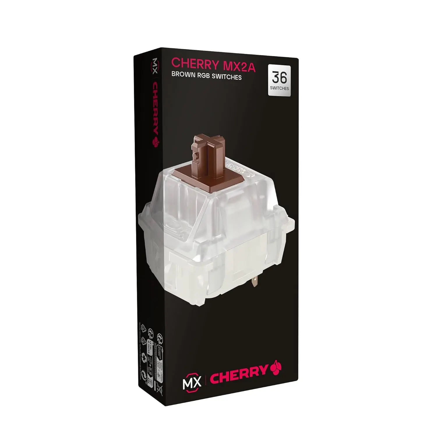 CHERRY MX2A RGB Brown Switch Kit, 36 Mechanical Keyboard Switches, for DIY, Hot Swap or Gaming Keyboard, Tactile Switch with No Click, Focused & Noticeable