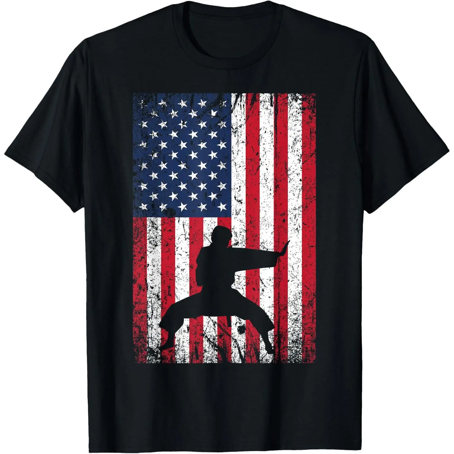 Karate American Flag 4th of July Martial Arts For Men Boys T-Shirt Pure Cotton Graphic Tees Menswear Top: Gifts for Men & Women