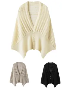 Women's 100% Pure Cashmere Pearl Shawl, Thin Hollow Out Knit Multifunctional Neck Warmer, Air Conditioning Room Scarf, Birthday Gift