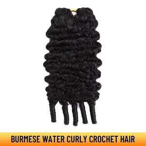 YGwigs Feather Crochet Human Hair Extensions for Miracle Knots, Burmese Water Curly & Loose Wave, 60g/Pack, 4-5 Packs for Full Head, Soft Natural Volume
