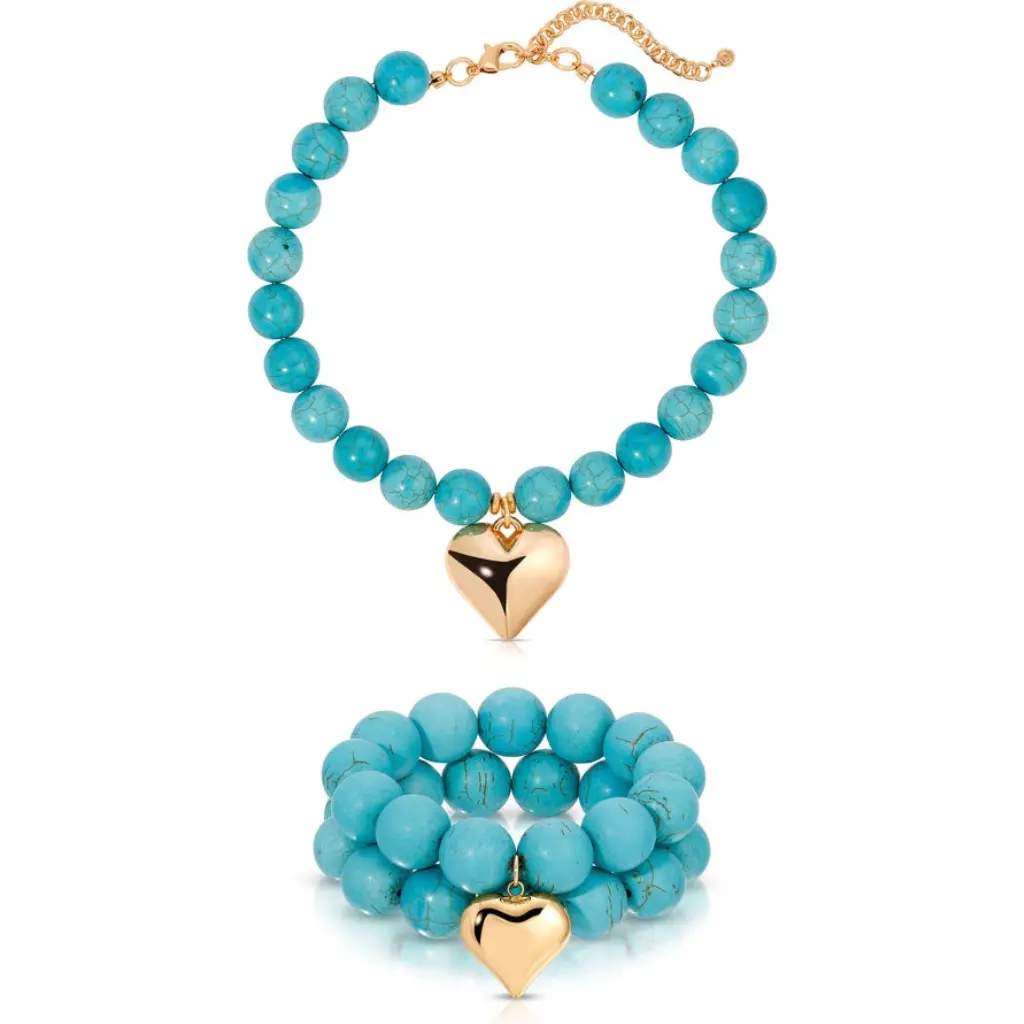 Ettika Luck & Love Blue Heart Bracelet Set Jewelry Gift for Women Stackable Bracelets Ettika Luck & Love Blue Heart Bracelet Set Jewelry Gift for Women Stackable Bracelets