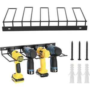 Heavy-Duty Floating Drill Organizer Rack - Carbon Steel Hook - Mount, Movable & Multipurpose, 17x7.5x2.2in, Modern Design