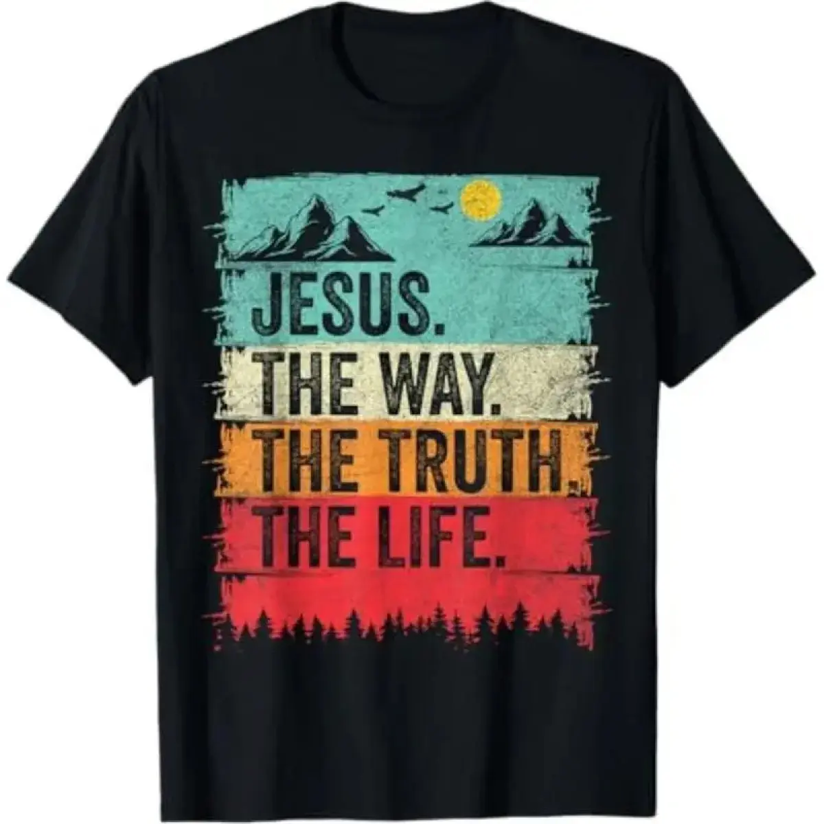 Christian Faith Graphic Tee Jesus Way Truth Life Shirt, 100% Cotton Vintage Streetwear Loose Fit Trending Summer Top Tshirt