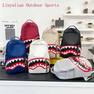 Men's Backpack Korean Style Trendy Cool Fashion Shark Mouth Backpack Large Capacity Casual Versatile Laptop Backpack
