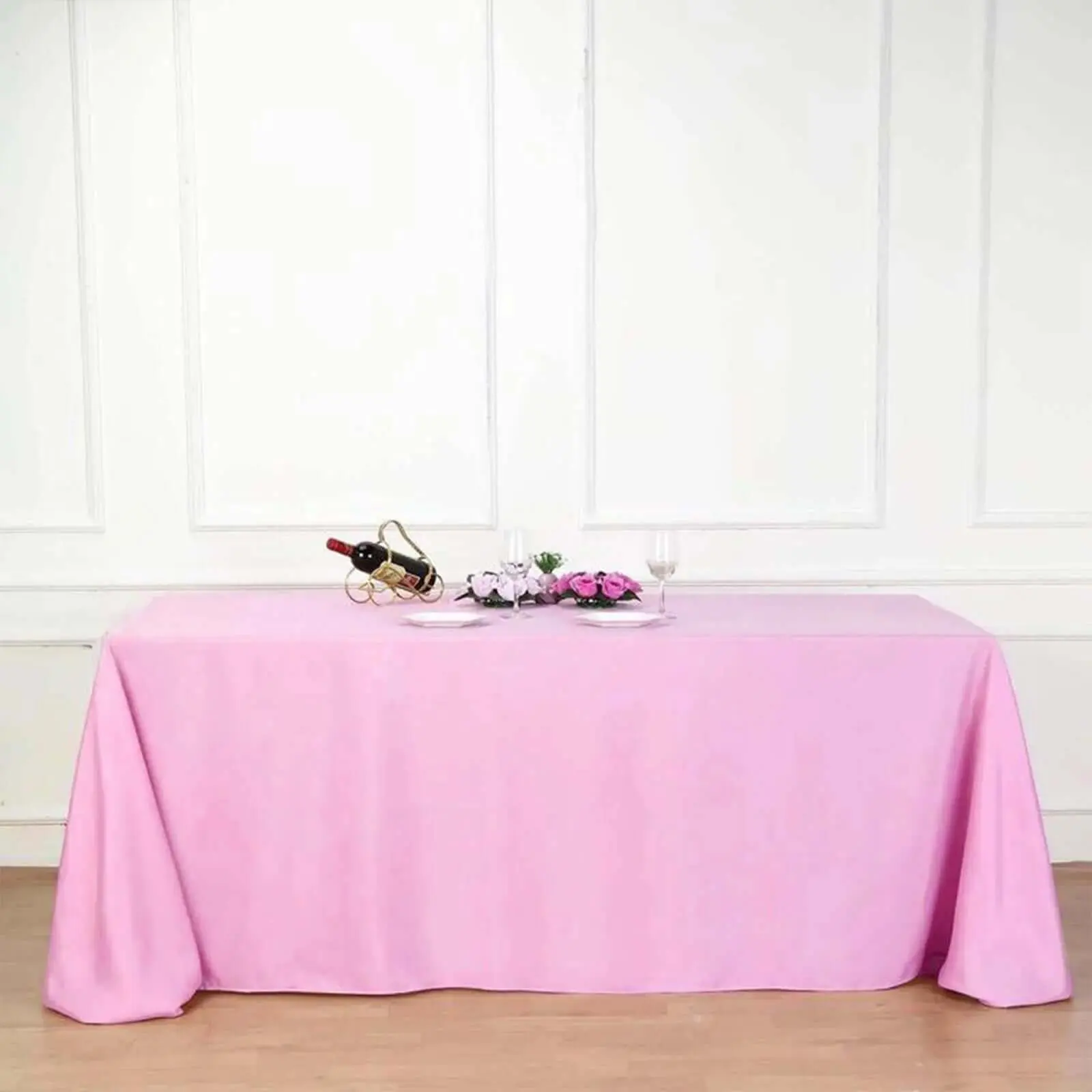 Polyester Rectangle Tablecloth - 90"x132" Pink, Seamless Finish, Party Table Decor, Thanksgiving Supply, Wedding Home Event All-Season Household Kitchen Linen