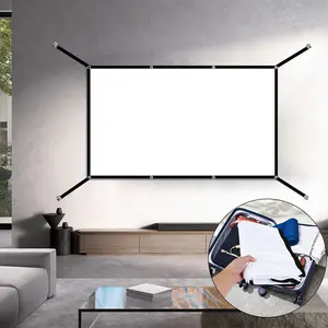 60-72-84-100-120-150 inches, multifunctional double-sided, easy to clean, soft white portable, 16:9 high-definition foldable indoor/outdoor projection screen, with portable bag, suitable for home theater, camping, Projector screen