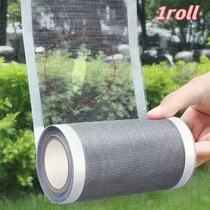 Self-Adhesive Screen Repair Tape Roll, Plastic Patch for Window & Door Mesh Fixes, Easy Use Non-Waterproof Solution, Size 4.74x196.85 Inches, Window Repair Tool, Mesh Windows